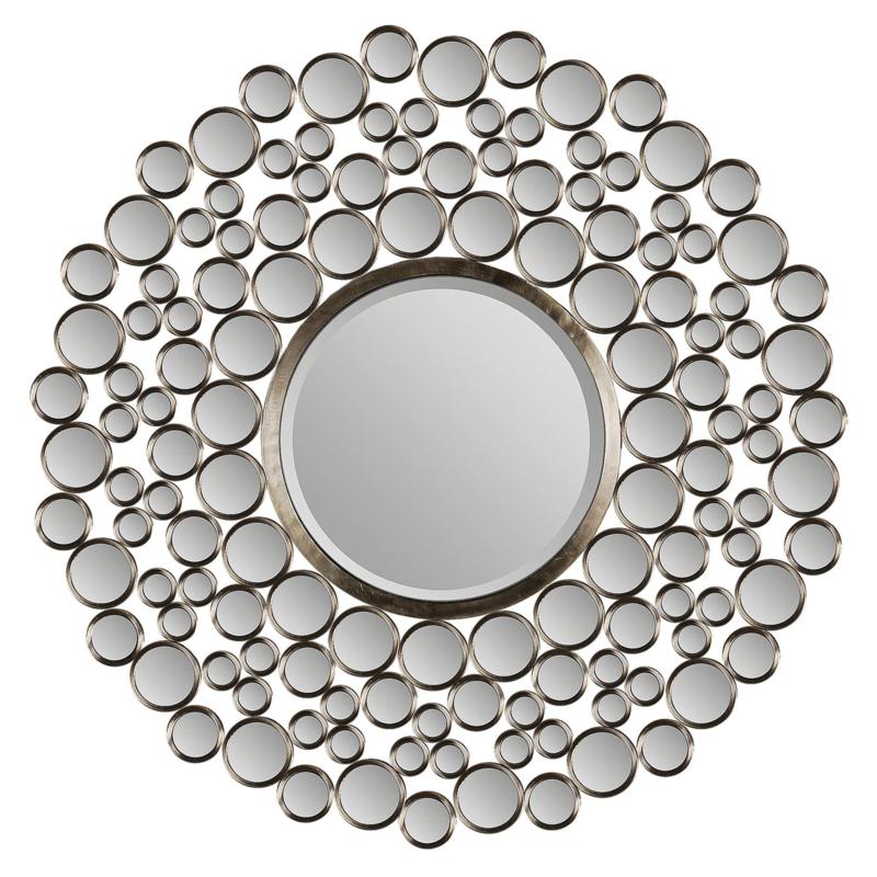 Accent Wall Mirror 42 Round Decked, 42 Round Mirror Silver