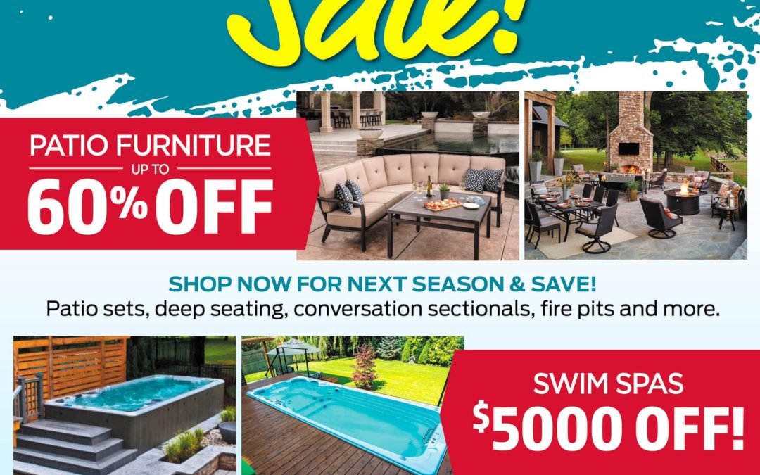 End of Season Outdoor Living Clearance!  Swim Spa Clearance Sale