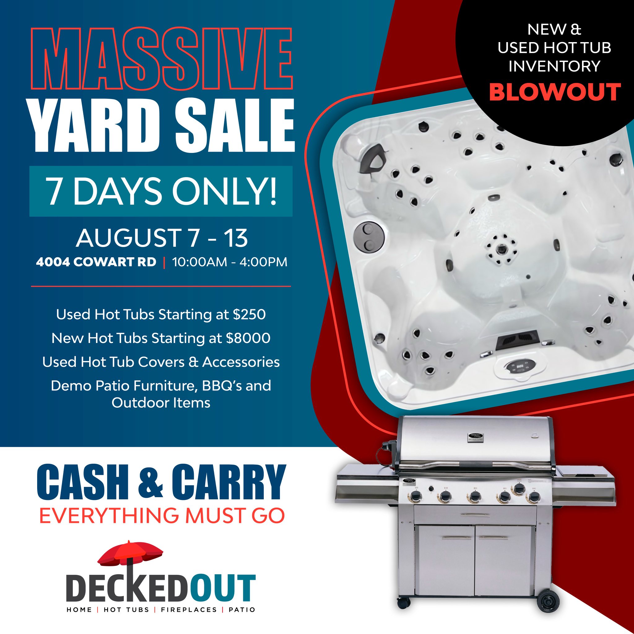 Yard Sale & Used Hot Tub Sale On Now!