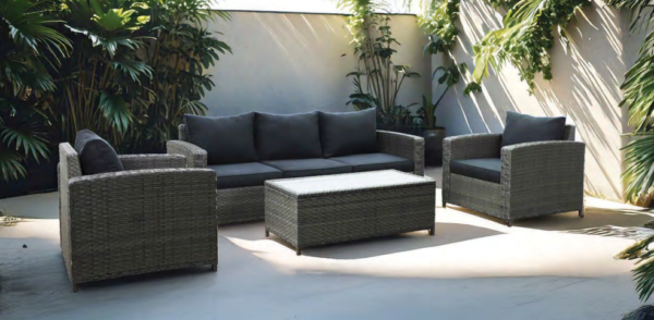 Roanne 4 Pc Steel & Wicker Conversation Set